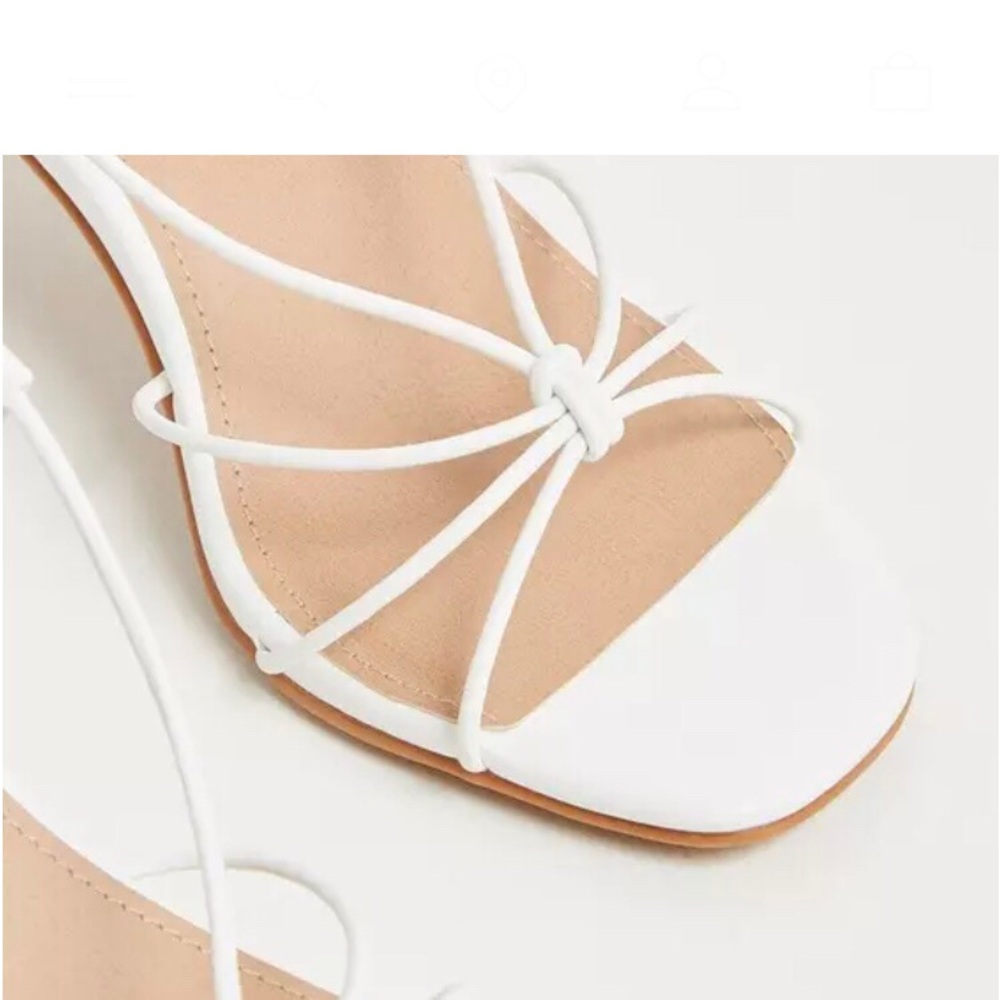 Torrid White Ankle Wrap Kitten Heel Sandal, Size 10.5 Wide Width, New in Box